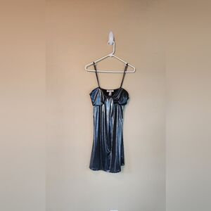 Sushi Flower metallic shimmer charcoal mini dress size XL